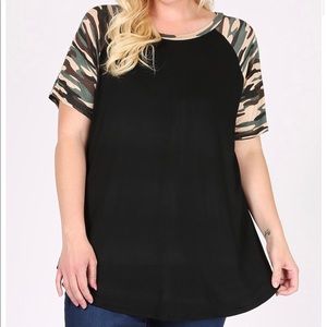 Camo Sleeve Top - Plus